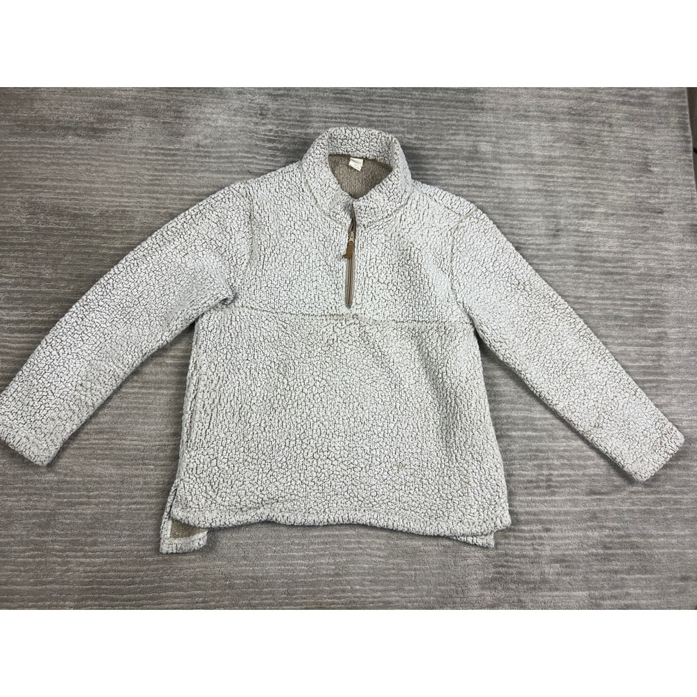 Level Eight Pullover Womens L Beige Sherpa Fleece Quarter Zip Cozy Casual Jacket